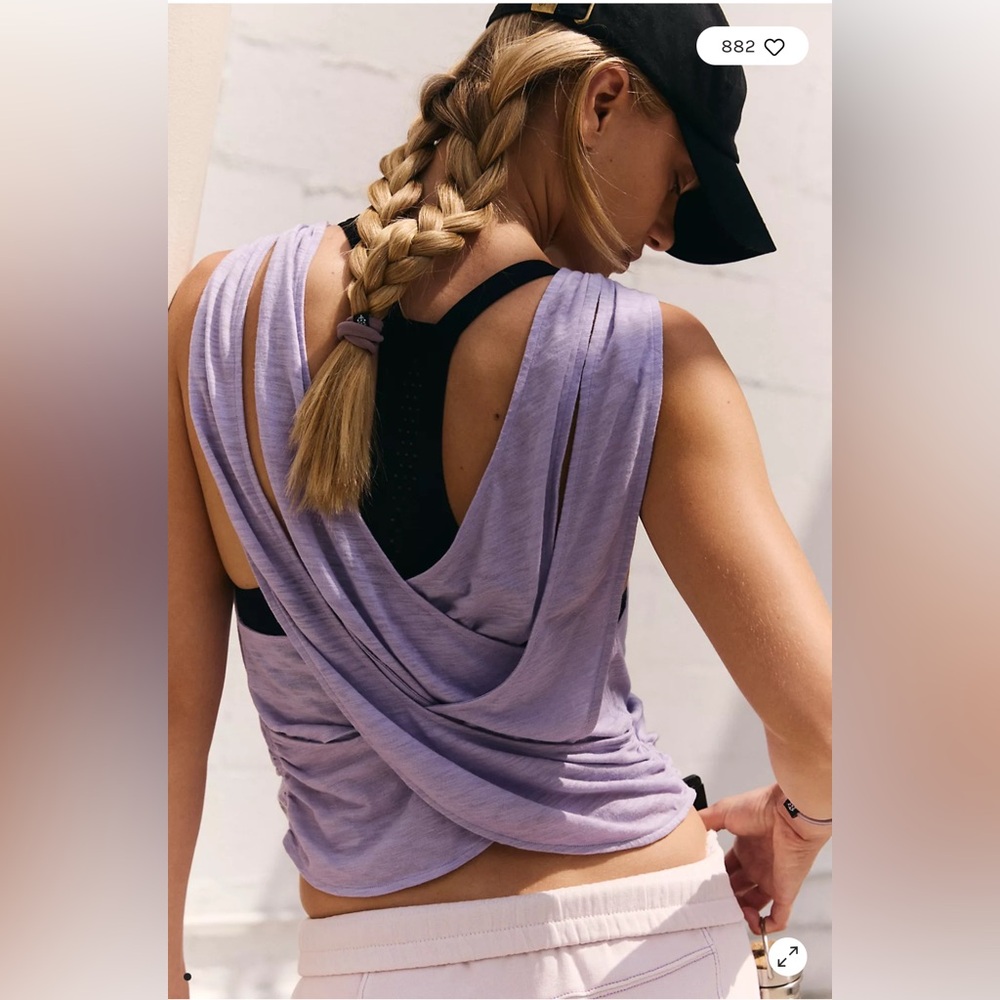 New FP Movement by Free People Back to Back Lavender Lilac Draped Tank Top L